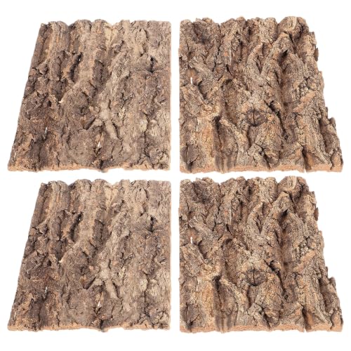 4pcs Cork Terrarium Background: 7.7x5.8x0.4Inch Natural Bark Backdrop Reptile Climbing Mat - Habitat Decoration for Lizard Turtle Bearded Dragon Snake