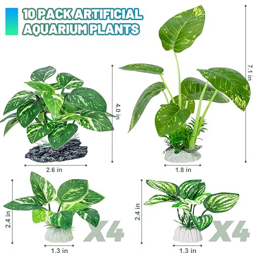 MyLifeUNIT Betta Fish Tank Decor, 10 Pack Silk Aquarium Plants for Aquarium Decoration and Fish Tank Decoration