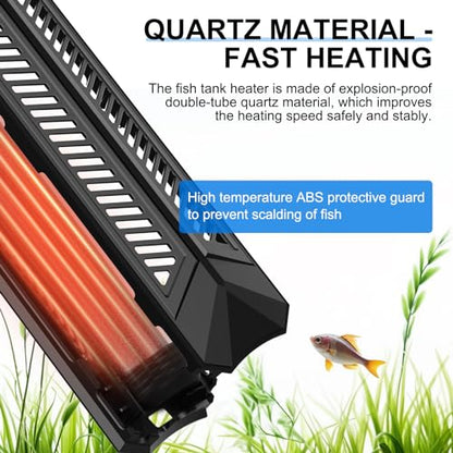 fishkeeper Aquarium Heater, 500 W Adjustable Fish Tank Heater with Digital Display Controller, Submersible Water Heater with Thermostat Over-Temperature Protection for Saltwater Freshwater 66-132 Gal - size: 500W