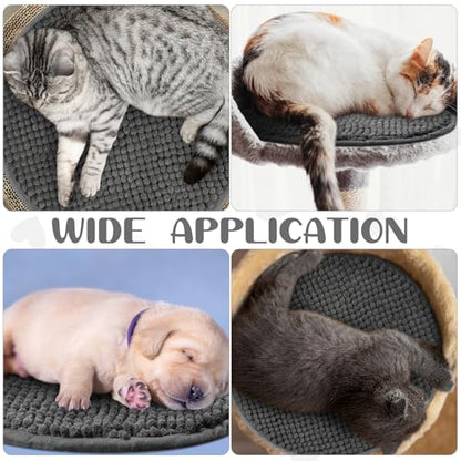 Amylove 4 Pcs Guinea Pig Cage Liner 12 Inch Round Washable Chenille Pee Pads Pet Dog Cat Bedding Training Mat Reusable for Small Animals Puppy Bunny Hamster Chinchilla - color: Dark Gray, size: Diameter 12 Inch, style: Low Pile Chenille