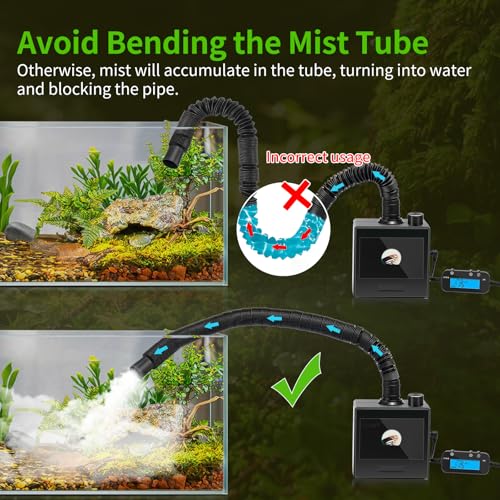 Reptile Fogger Humidifier for Glass Terrariums, Auto-Refill Misting System with Timer, Suitable for Reptiles/Amphibians/Grow Tents