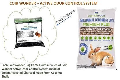 Coir Wonder Small Animal Bedding – 20 L –– Coco Chip Fiber Bedding Substrate for Guinea Pig, Hamster, Rabbit, Bunny Litter, Tortoise, Turtle, Reptile, Snake Habitat - Activated Charcoal Odor Control