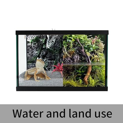 Reptile Glass Tank 16"x11"x9" Terrarium with Top Opening and Screen Ventilation for Leopard Gecko,Lizard,Hermit Crab,Snake,Spider,Frog,Bearded Dragon,Turtle with Feeding Tongs - size: 16*11*9inch