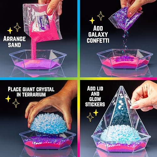 Original Stationery Starry Night Giant Crystal Growing Terrarium Kit for Kids, Fun Crystal Growing Kit with Glow in The Dark Stickers and Glitters, Awesome Gift Idea and Science Kits, Ages 3-14 - style: Starry Night