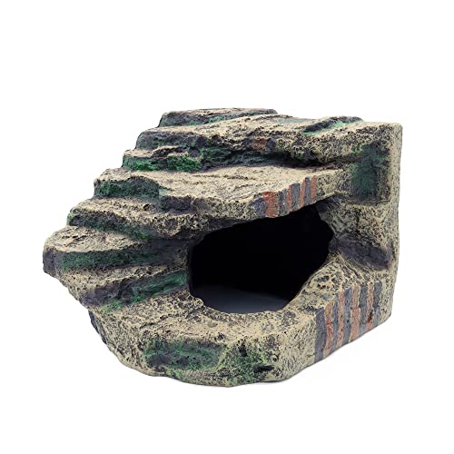 JIHAQUA Large Resin Reptile Tank Accessories Hideouts Cave Habitat Decor for Leopard Gecko Lizards Turtle