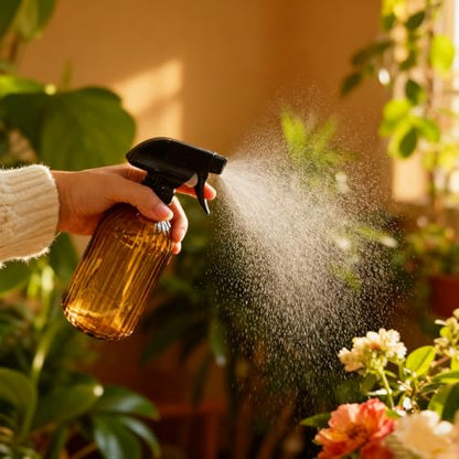 YYTSGG Glass Plant Mister Bottle, 13.5oz Refillable Water Spray Bottle with Adjustable Mist Nozzle for Indoor Flowers, Outdoor Gardening, Cleaning, Hair and Pets Care (Brown) - color: Brown
