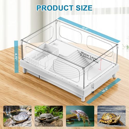 Turtle Tank - Starter Aquarium with Brush, Easy to Install & Clean, for Turtles, Crabs, Small Reptiles - color: White, size: Tank