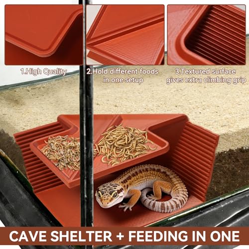 Cave Hide for Reptiles, Lizard Hideout with Safe Shelter, Snake Cave Hut for Themed Terrarium Ideal for Gecko Hamster Snake to Rest & Hide