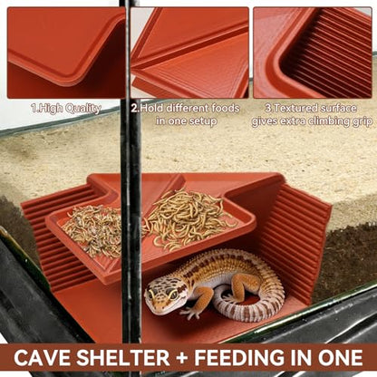 Cave Hide for Reptiles, Lizard Hideout with Safe Shelter, Snake Cave Hut for Themed Terrarium Ideal for Gecko Hamster Snake to Rest & Hide