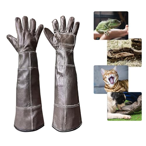 Animal Handling Gloves Bite Resistant, 60cm/ 23.6in Bite Proof Glove for Gardening, Grabbing Cat/Dog/Bird/Snake/Lizard/Falcon/Reptile, Anti-Bite Work Gloves (Upgrade, Deep Color) - color: Upgrade, Deep Color