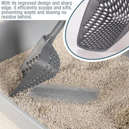 Set of 1 Fine Mesh Cat Litter Scoop with Small Holes, Deep Sifting Shovel for Litter, Reptile Terrarium Sand & Rabbit Pooper Lifter, Hanging Handle Poop Scooper (Black, Set of 1) - color: Black, size: Set of 1