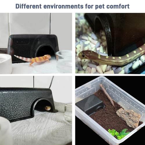 Small 2 Pcs Durable Reptile Hide Box, Ball Python Hide, Leopard Gecko Hide, Bearded Dragon Hide, Easy to Clean Reptile Hides Cave for Tank, Snake Hide Enclosure (7.48" x 4.72" x 2.56") - size: Small (2-Pack)