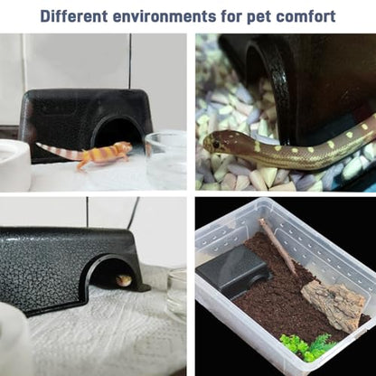 Small 2 Pcs Durable Reptile Hide Box, Ball Python Hide, Leopard Gecko Hide, Bearded Dragon Hide, Easy to Clean Reptile Hides Cave for Tank, Snake Hide Enclosure (7.48" x 4.72" x 2.56") - size: Small (2-Pack)