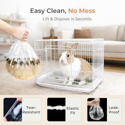 50 Disposable Cage Tray Liners for Pets, 47.2 x 47.2 in | Quick Tray Changes, Keeps Cages Cleaner, Contains Bedding and Waste, Easy Cleanup, for Rabbits, Guinea Pigs and Small Pets - size: L(47.2 x 47.2'')