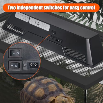 Dual Reptile Light Fixture Reptile Heat Lamp Fixture with Separate Switches Fit,150W Max - E26 Socket for Heat & UVB Lamps, Heat Bulb for Reptile Glass Terrariums