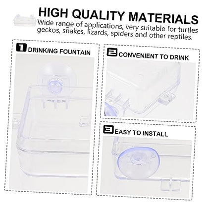 BESPORTBLE 1pc Suction Cup Reptile Feeder Dish Acrylic Food and Water Bowl for Tortoises Lizards and Pets Easy to Clean Feeding Basin for Reptiles