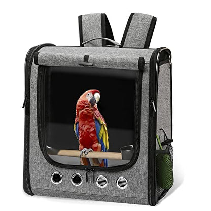 Bird Carrier Bag Bird Travel Cage with Stand, Lightweight Backpack for Parrot, Portable Bird Travel Bag, Pet Transparent Breathable Travel Cage (X-Large) - size: X-Large