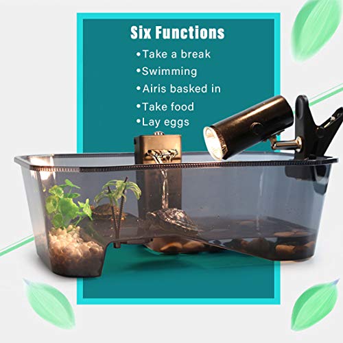 PINVNBY Plastic Turtle Tank Reptile Habitat Pet Terrariums Turtles Tank Aquarium Terrapin Topper Basking with Platform Plants,Durable,Safe, Non-Toxic(Black) - color: Black