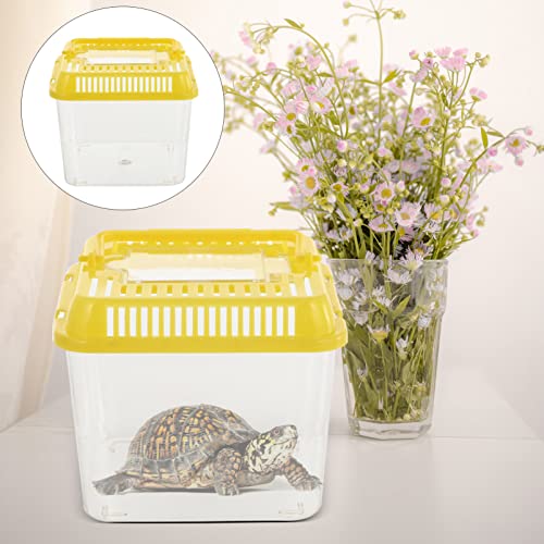 TEHAUX 1pc Portable Transparent Tortoise Tank Detachable Lid Reptile Habitat for Snakes and Pets Easy to Clean and Ventilated Breeding Box