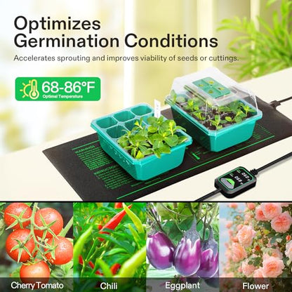 VIVOSUN 48"x20.75" Seedling Heat Mat with Built-in Temperature Controller, UL & MET-Certified Waterproof Plant Heating Pad for Germination, Hydroponics, Brewing, Breeding, and Greenhouses (Pack of 2) - size: 48"x20.75" (Pack of 2)