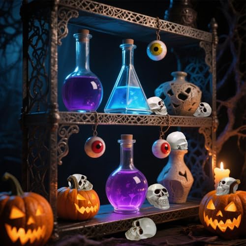Plastic Realistic Miniature Skulls, Halloween Decoration 10pcs Spooky Small Skeleton Head for Diorama Terrarium Haunted House