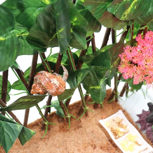 Hermit Crab Climbing Toys, Expandable Retractable Faux Artificial Ivy Trellis Hedge Fence Aquarium Tank Decoration with 2 Suction Cups, Cage Habitat Accessories for Hermit Crab Reptile