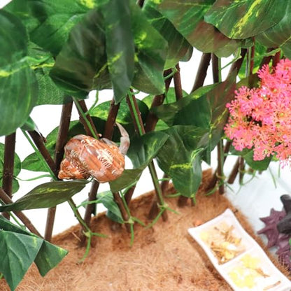 Hermit Crab Climbing Toys, Expandable Retractable Faux Artificial Ivy Trellis Hedge Fence Aquarium Tank Decoration with 2 Suction Cups, Cage Habitat Accessories for Hermit Crab Reptile