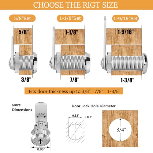 Cabinet Cam Locks 1-1/8 Inch - Zzbety Mailbox Locks Keyed Alike for Secure Files Drawers Mailbox RV Camper Door Tool Box (1 Pack/Zinc Alloy) - size: 1-1/8 Inch