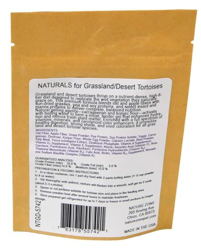 Nature Zone Naturals Tortoise Food - Dry Gel Mix for Grassland and Desert Tortoises, 2 oz / 56 G