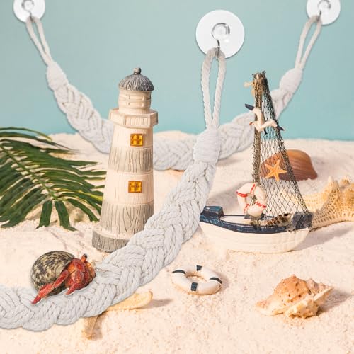 2PCS Hermit Crab Climbing Toys Hermit Crab Accessories Climbing Rope with 4 Hooks Hermit Crabs Habitat Decor for Leopard Gecko Lizards Geckos Snakes Tree Frog
