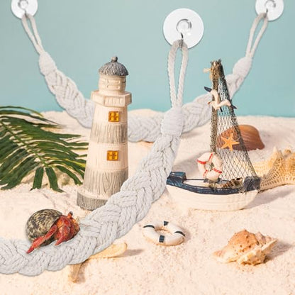 2PCS Hermit Crab Climbing Toys Hermit Crab Accessories Climbing Rope with 4 Hooks Hermit Crabs Habitat Decor for Leopard Gecko Lizards Geckos Snakes Tree Frog