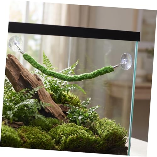 BESPORTBLE Climbing Vine Rope Realistic Green Plush Rope Reptile with Enhanced Grip Surface and Stable Support with Suction Cup Hook for Snake and Leopard Gecko in Lizard Tank Terrarium