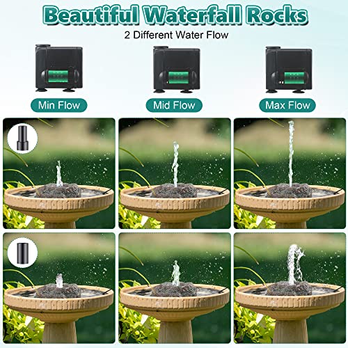 Dreyoo Fountain for Bird Bath, Red Moss Resin Granite Water Fountain Rock with 7W Water Pump, Bird Bath Fountains for Hummingbird Birdbath, Bird Feeder, Small Aquarium, Fish Tank - style: Red Rock