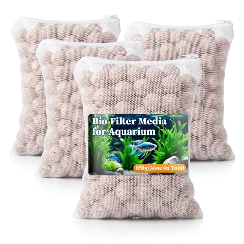 Sukh 30oz Ceramic Bio Balls - 4 Bags Fish Tank Sphere Filter Media Nano-Tech Bio-Spheres Bio Media for Aquarium,Fish Tank Sump,Pond,Freshwater,Canister Filter and Koi Ponds - size: 30oz
