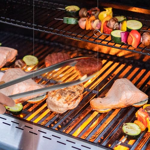 XUDAKAIXIN 21-Inch Extra Long Stainless Steel BBQ Tongs with Extended Luxurious Acacia Handle – Durable and Easy-to-Clean Grilling Tool for Cooking, Kitchen Use, and Outdoor Barbecues - color: 21-Inch