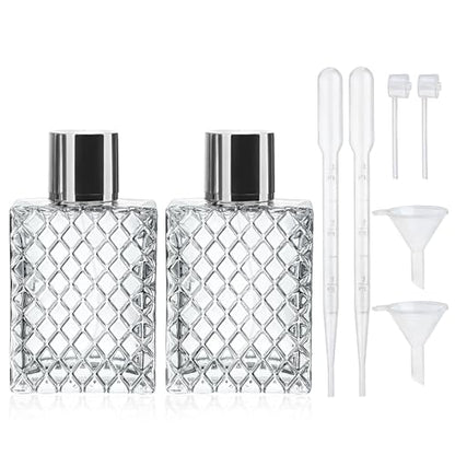 YU FENG 2 Pack Perfume Spray Bottles, 100ml/3.4oz Refillable Glass Fine Mist Atomizer Bottles, Empty Clear Glass Containers for Cologne, Essential Oils & Travel - color: Style 1