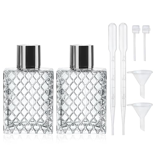 YU FENG 2 Pack Perfume Spray Bottles, 100ml/3.4oz Refillable Glass Fine Mist Atomizer Bottles, Empty Clear Glass Containers for Cologne, Essential Oils & Travel - color: Style 1