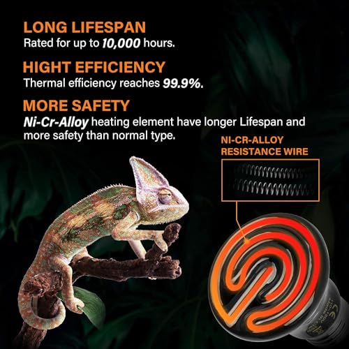 HealSmart Reptile Mini Heat Lamp 25W/50W Ceramic Heat Emitter, No Light Emitting Infrared Heat Bulbs for Amphibian Pet Brooder Coop Incubating Chicken
