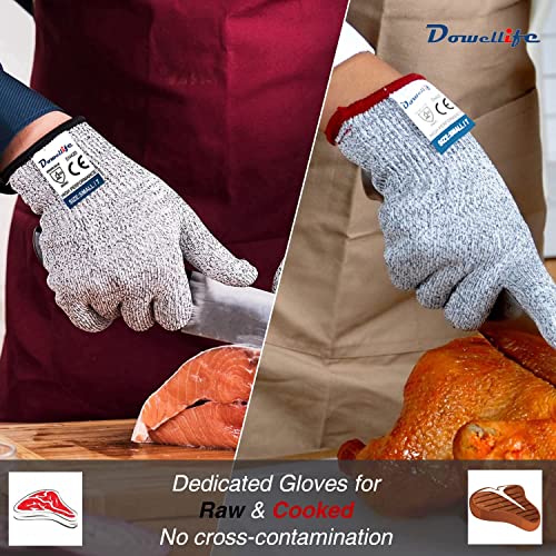 Dowellife Cut Resistant Gloves Food Grade Level 5 Protection, Safety Kitchen Cuts Gloves for Oyster Shucking, Fish Fillet Processing, Mandolin Slicing, Meat Cutting and Wood Carving. (Small-2 Pairs) - size: Small (Pack of 2), style: Original