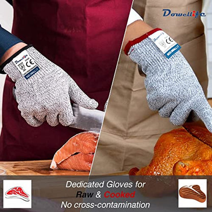 Dowellife Cut Resistant Gloves Food Grade Level 5 Protection, Safety Kitchen Cuts Gloves for Oyster Shucking, Fish Fillet Processing, Mandolin Slicing, Meat Cutting and Wood Carving. (X-Large-2 Pairs) - size: X-Large (Pack of 2), style: Original