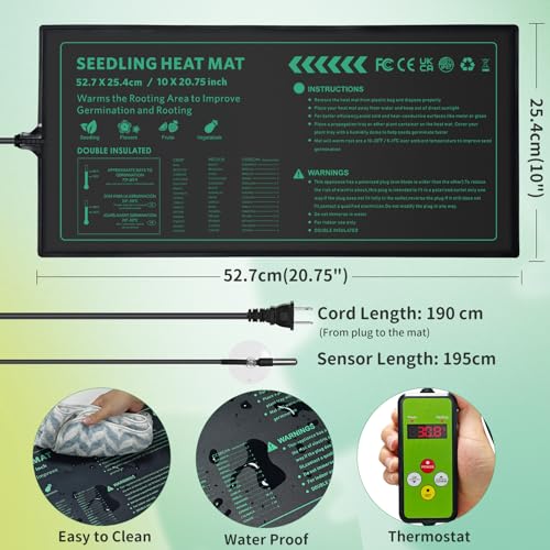 Seedling Heat Mat with Temperature Control 2 Pack Durable Waterproof Plant Heating Pad 10"x 20.75" for Germination, Indoor Gardening, Greenhouse - size: 2 Controller