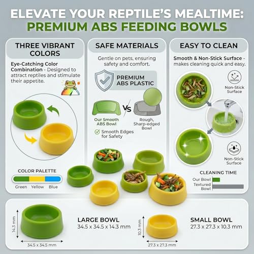 Reptile Food Dish and Water Bowl for Leopard Gecko, Crested Gecko Food Dish, Shallow Dish for Tarantula, Hermit Crab, and Small Pets - Bearded Dragon Tank Accessories