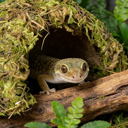 Reptile Hide Coconut Leopard Gecko Hide Humid Crested Gecko Tank Accessories Natural Moss Snake Hideouts for Bearded Dragon,Tortoise,Frog