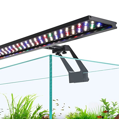 hygger Clip On Full Spectrum Aquarium LED Light, 18W Day-Night Dual Timer Sunrise-Day-Sunset-Moon Fish Tank Light, Adjustable Timer Brightness with 9 Colors for Planted Tank - size: 18W for 19~25inch long tank