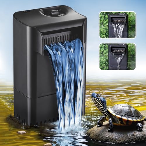 220GPH Turtle Filter for 20-45 Gal Tank, Small Turtle Filters 3-stage Filtration for Freshwater Saltwater Cloudywater, Ultra-quiet and Flow Adjustable for Fish Turtles Shrimps Amphibians Frogs | Minimum water level required: 2.6 inches - size: Turtle Filt