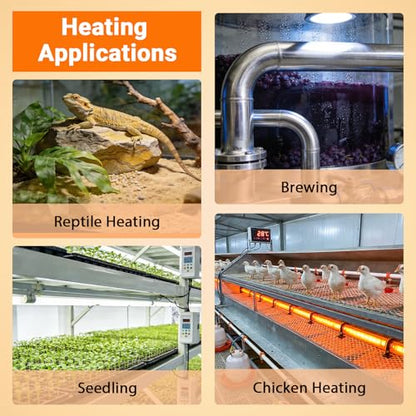 Reptile Thermostat with Timer Fuction & Temperature Probe, Dimmable Thermostat for Reptile Heat Lamp Heat Pad, PID Temperature Controller, Support ℉/℃, Memory Function (Model: PT02S)