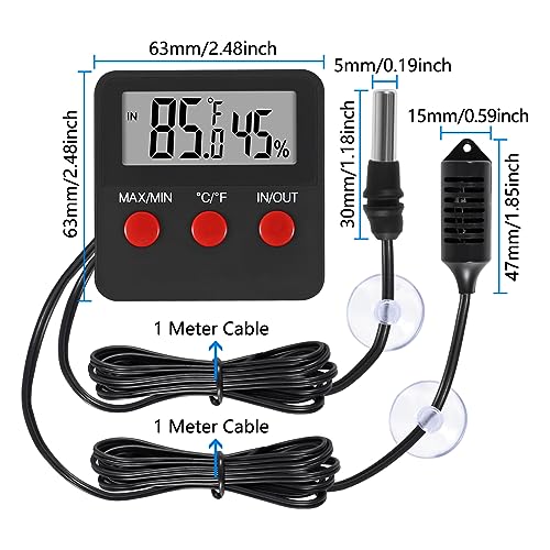 Digital Thermometer and Humidity Thermometers Indoor and Outdoor Digital Temperature and Hygrometer Gauge with Probe for Reptile Terrarium Thermometer Pet Keeping - color: 1PCS