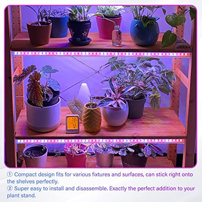 iPower LED Plant Grow Light Strips Full Spectrum with 3 Timing Modes, 10 Dimmable Levels 48 LEDs Per Tubes, Sunlike Grow Lamp for Hydroponics Succulent,Red & Blue - color: Red&Blue, size: 3 Tubes, style: Grow Light Strips