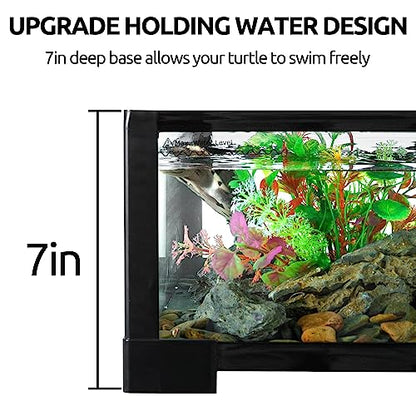 REPTIZOO 50 Gallon Large Turtle Tank Aquarium, 36"×18"×18" Tortoise Habitat Water-Land Ecological Turtle Tank with Drainage System Aquatic Aquarium, Terrarium for Tree Frogs, Salamanders - size: 36"×18"×18"