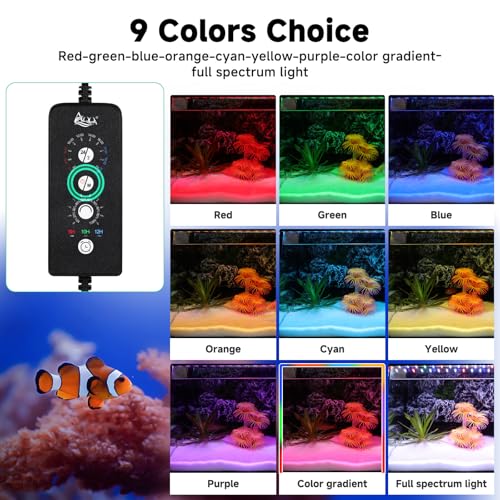 AQQA LED Aquarium Light, 24/7 Mode IP68 Waterproof Extendable Bracket Fish Tank Light, DIY Mode Full Spectrum Aquarium Plant Light, Adjustable Timer/Brightness Memory Function for 24-32 Inch Fish Tank - size: For 24-32 inch fish tank